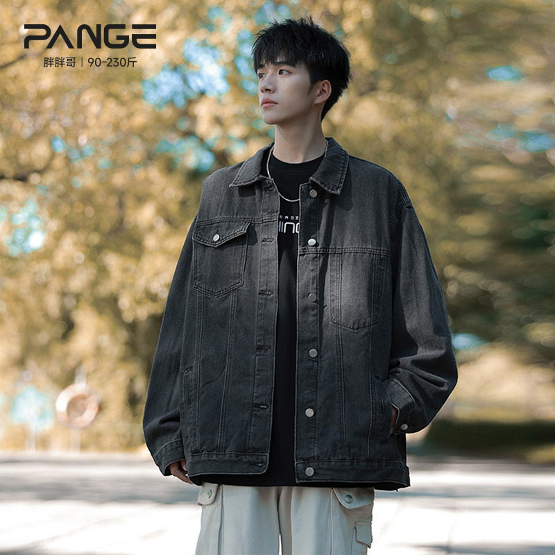 胖胖哥日式复古牛仔夹克男款秋季潮牌大码工装宽松痞帅外套上衣