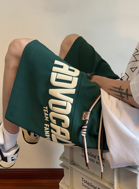 胖胖哥美式发泡印花篮球短裤男夏季大码宽松休闲高街男生五分裤