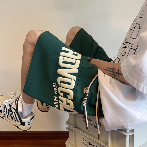 胖胖哥美式发泡印花篮球短裤男夏季大码宽松休闲高街男生五分裤