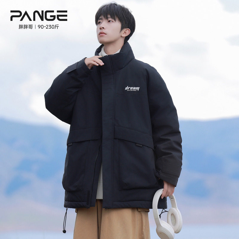 胖胖哥户外运动羽绒服男冬季新款立领大码宽松设计感保暖加厚外套