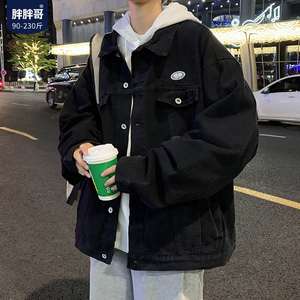 日系cityboy牛仔外套男春秋款潮牌宽松大码黑色衣服工装潮流夹克