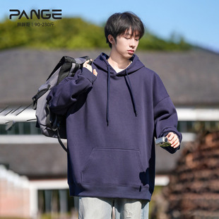 宽松休闲简约内搭外套潮 大码 胖胖哥300g重磅纯色连帽卫衣男款 秋季