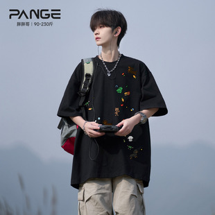 宽松情侣圆领百搭T恤 男大码 胖胖哥趣味腊肠小狗纯棉印花短袖 夏季