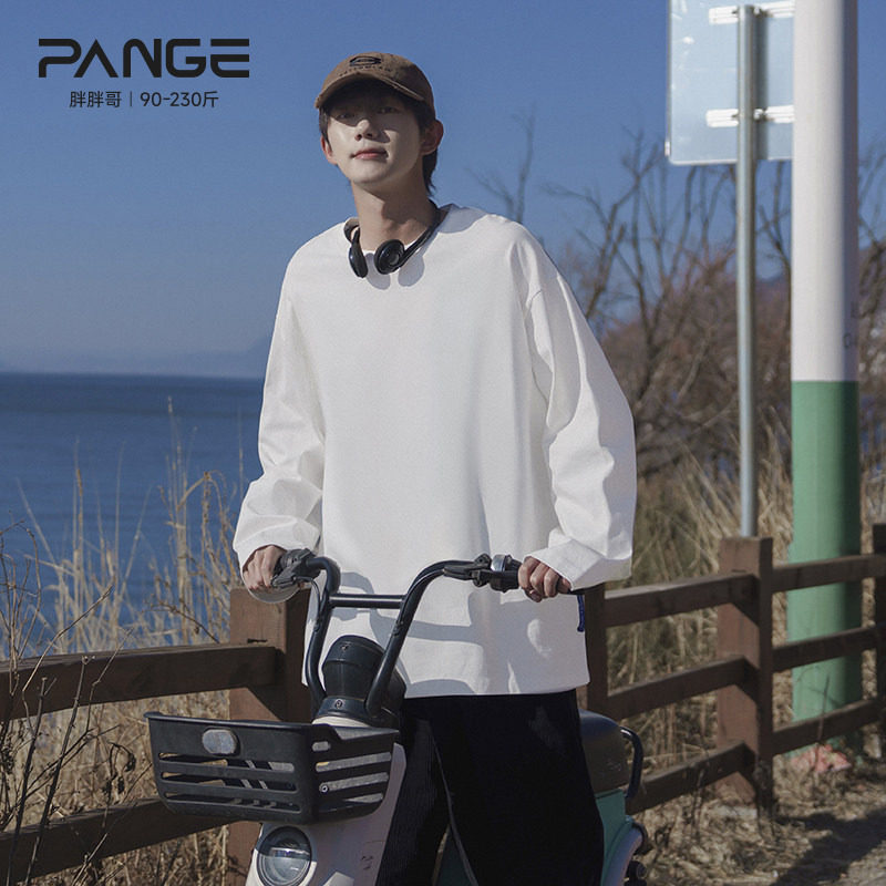 胖胖哥长袖t恤男士春季日系复古百搭打底衫大码宽松休闲体恤衫,男装,T恤,淘宝优惠券,粉丝福利购,淘宝优惠卷
