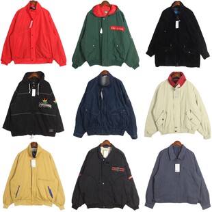 vintage古着原宿街头朋克嘻哈宽松撞色刺绣机车棒球服男女外套E4