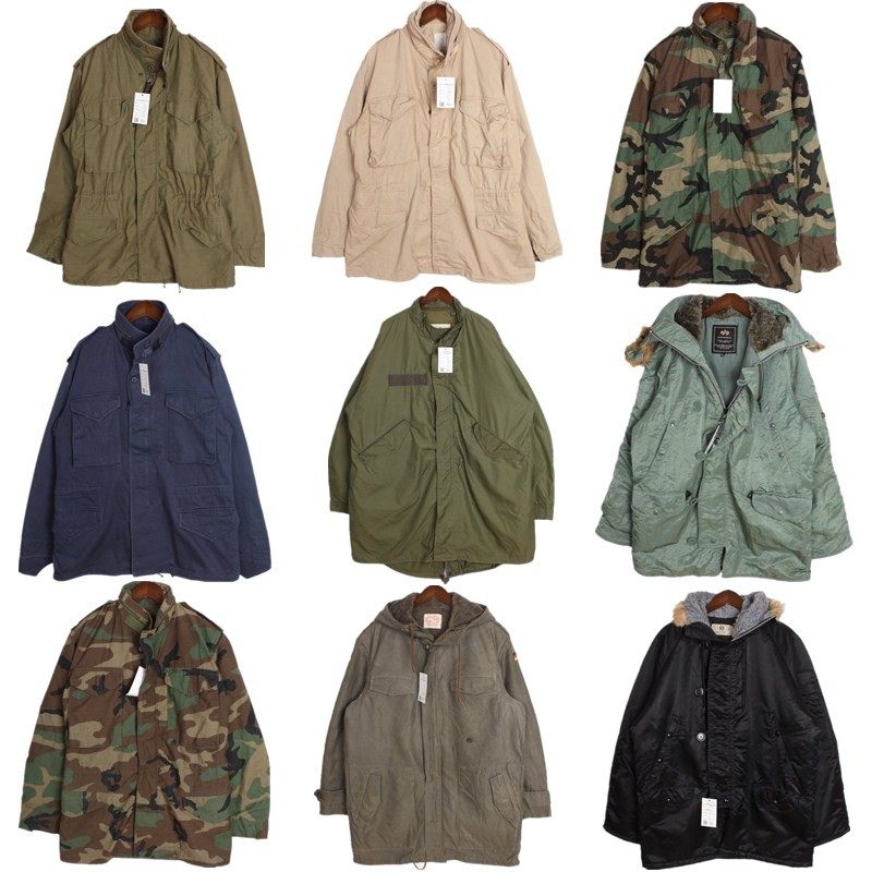 vintage古着美国原产 帆布户外军旅迷彩中长款棉服保暖工装外套P2