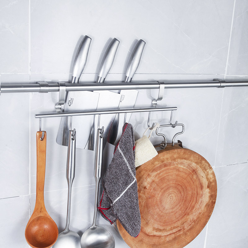 不锈钢拉丝可免打孔壁挂收纳架