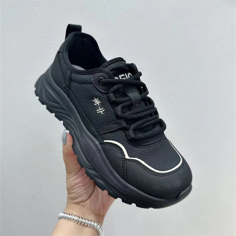 依婷公主真皮休闲鞋女 2024年秋季圆头厚底轻便透气百搭运动单鞋