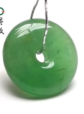 X26710果敢翡翠 满绿翡翠平安扣挂件玉坠缅甸A货玉石平安顺遂吊坠