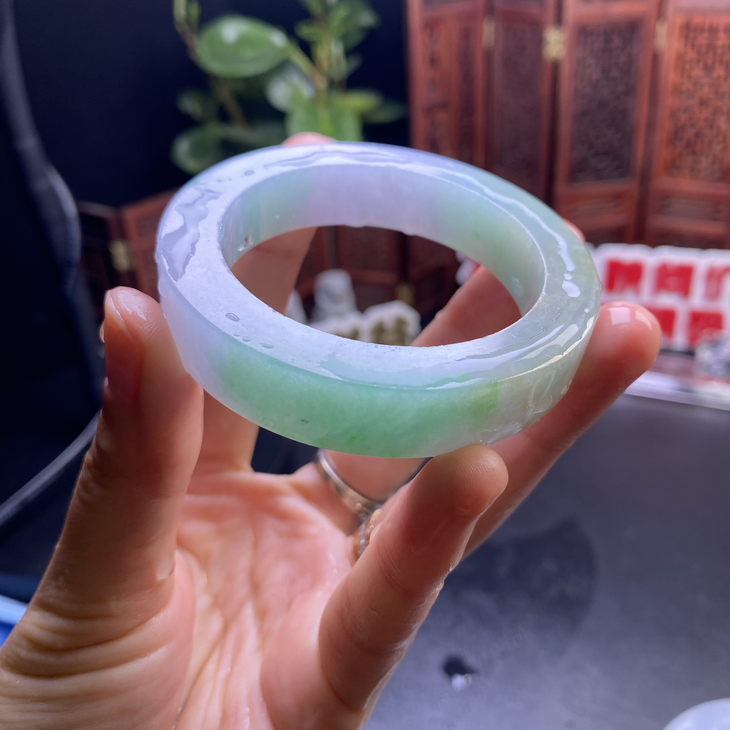 28Q11果敢翡翠 51.5 缅甸翡翠镯子玉石手镯玉镯定制 私自拍下无效