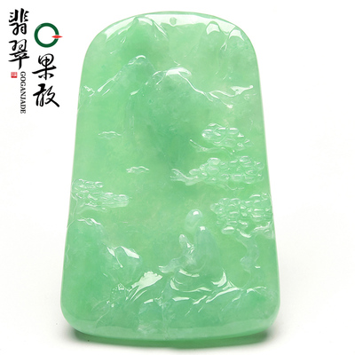X25899果敢翡翠 满绿翡翠悟道玉牌挂件玉坠缅甸A货玉石牌子吊坠