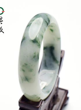 X27004果敢翡翠58.9mm 飘花天然缅甸A货翡翠手镯  玉手镯