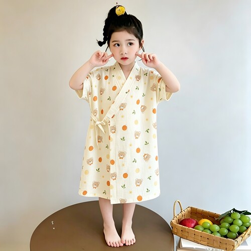 女童夏季短袖可爱卡通浴袍