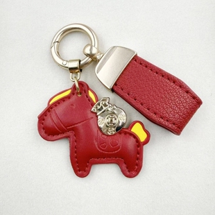 2026新款马年马上有钱钥匙扣包挂件高级感精致皮革书包挂饰好寓意