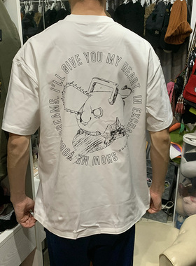 Chainsaw Man后背链锯人夏季印花短袖T恤男女 260g纯棉体恤大码