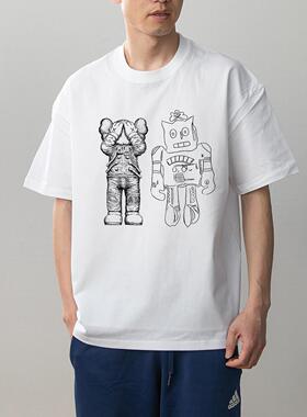 数码直喷透气 KAWS周边印花夏季新款情侣装全棉短袖T恤男女