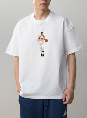 数码直喷 Q版独行侠东契奇篮球印花夏季纯棉短袖T恤男女学生体恤