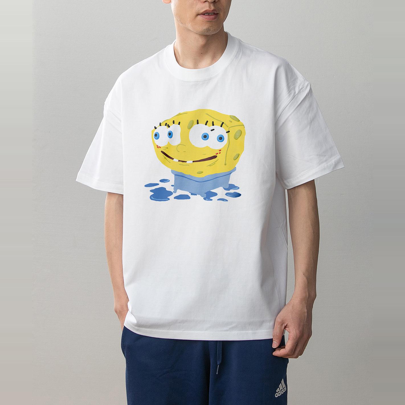 数码直喷 SpongeBob SquarePants海绵宝宝动漫短袖T恤男女情侣