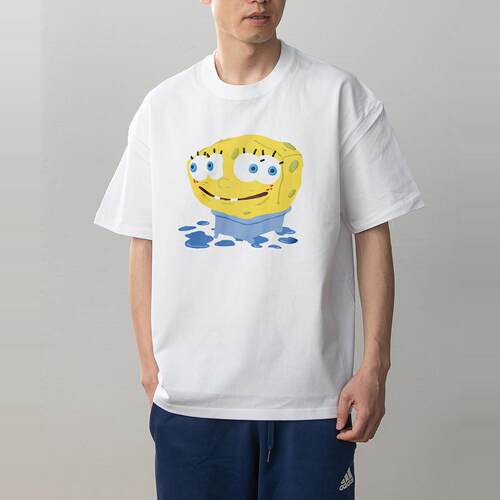 数码直喷 SpongeBob SquarePants海绵宝宝动漫短袖T恤男女情侣