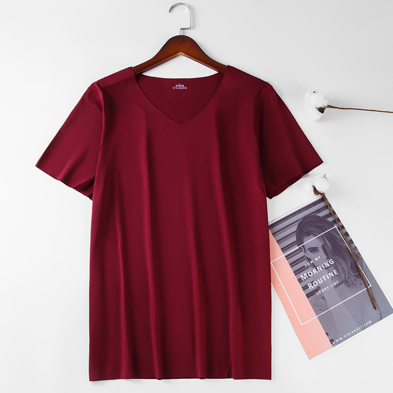 夏季冰丝睡衣t恤男士短袖夏季薄透气单件上衣男款宽松半袖服装