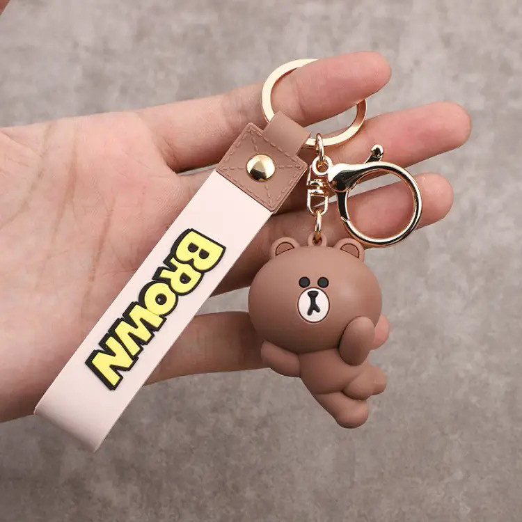 电动车钥匙扣可爱布朗熊公仔钥匙扣包包挂件2024挂饰小礼品可妮兔