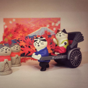 日式 饰微缩INS地藏树脂手工艺品小摆件 zakka人力黄包车夫猫咪装