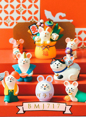 创意日式杂货decole喜庆猫咪福鼠
