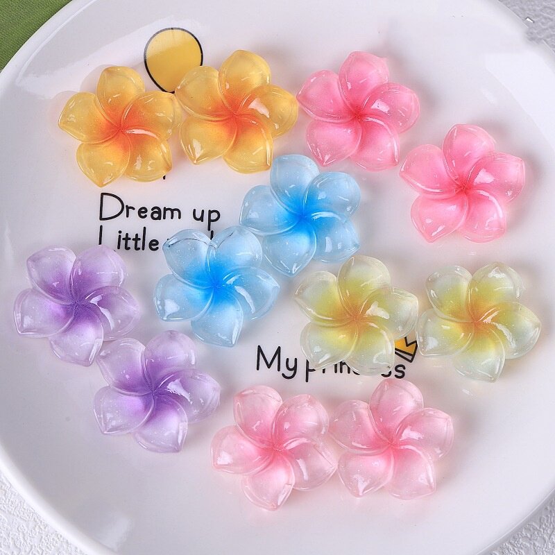 清新甜美透亮鸡蛋花树脂五瓣花diy手工贴片饰品配件奶油花朵素材