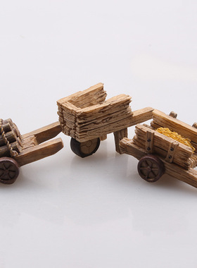 树脂复古怀旧微景观仿真木板车