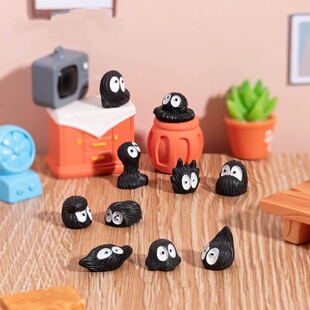 微景观小黑炭装饰摆件卡通百变小精灵diy造景材料煤球手工配件