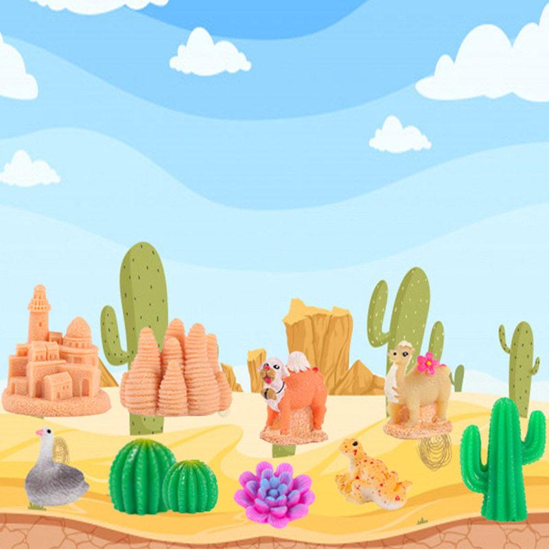 沙漠场景骆驼摆件微景观树脂造景仿真仙人掌鸵鸟城堡鱼缸装饰品