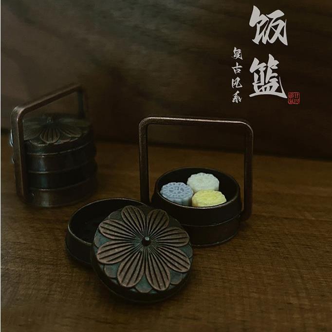 娃娃屋怀旧复古中式点心盒迷你饭篮道具DOLLHOUSE微缩场景模型