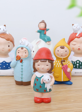 可爱风人偶卡通桌面少女小摆件