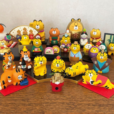 树脂装饰日式可爱卡通老虎桌面