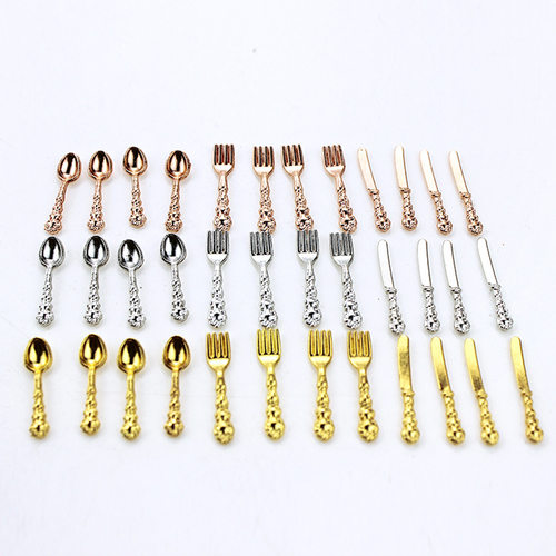 合金欧式娃娃屋金银刀叉模型