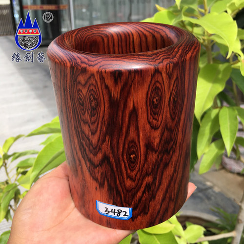 缅甸木质笔筒笔插缘创艺