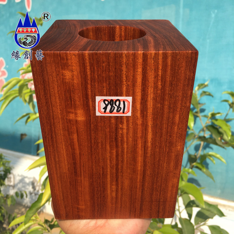 红木方型笔筒缅甸花梨实木质老料笔盒整木料笔插摆件桌面优质笔罐