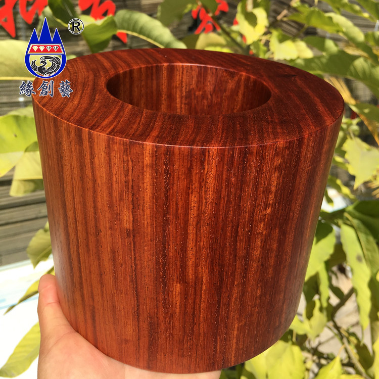 红木笔筒缅甸花梨整木料大果紫檀摆件收纳笔插盒原木实木优质笔罐