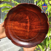 红木果盘缅甸花梨实木质茶桌瓜子糖果25CM原木中式 整木料独板托盘