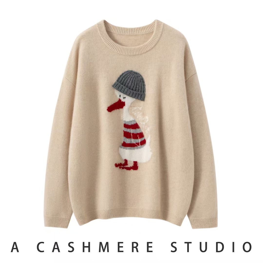 100纯山羊绒圆领新款加厚毛衣