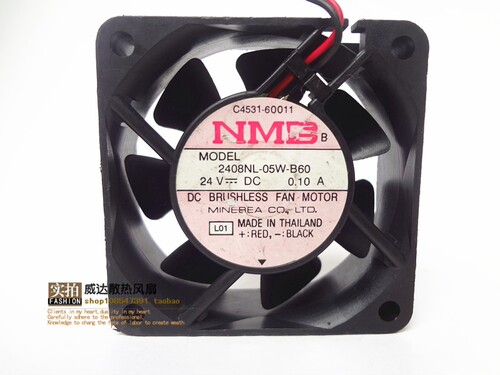 NMB 2408NL-05W-B60 6020 24V 0.1A 6CM 6厘米 2线 变频器风扇