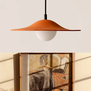 北欧吊灯中古风民宿餐厅灯极简咖啡吧台红褐色创意岛台侘寂风吊灯