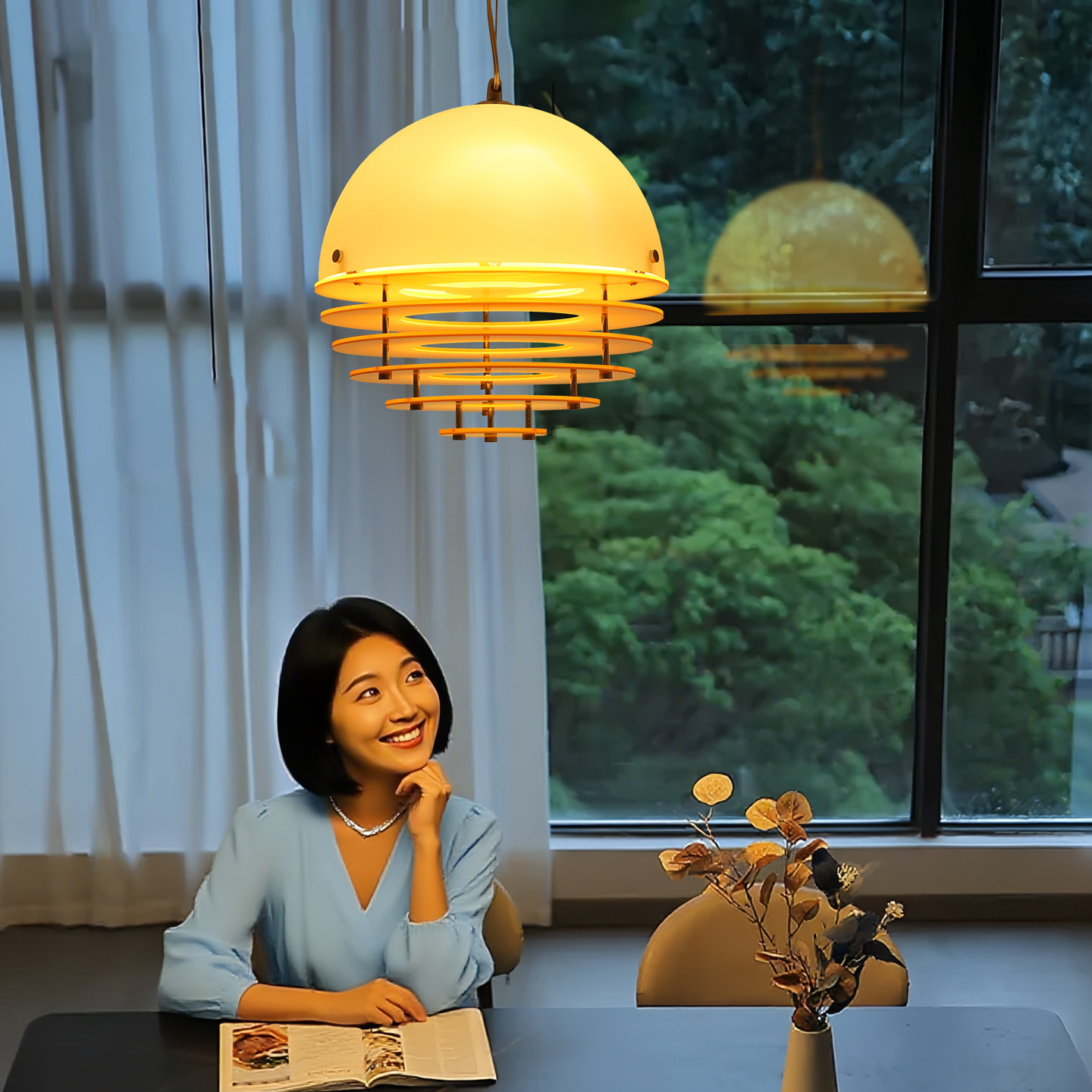 中古奶油风日落橙色餐厅吊灯阳台灯吧台岛台孟菲斯设计师水吧灯P,家装灯饰光源,餐厅吊灯,淘宝优惠券,粉丝福利购,淘宝优惠卷