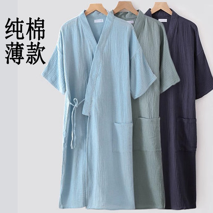 纯棉纱布可穿浴巾男女情侣浴袍100全棉睡袍家居服可外穿夏季薄款