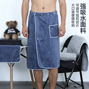 专用加大号可穿可裹洗澡游泳浴裙家用比纯棉吸水速干裹巾 浴巾男士