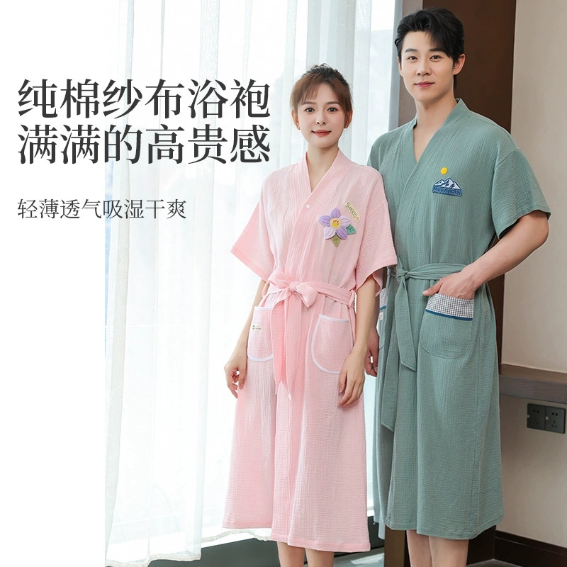 情侣浴袍纯棉纱布可穿浴巾夏季薄款成人男女洗澡吸水速干2025新款