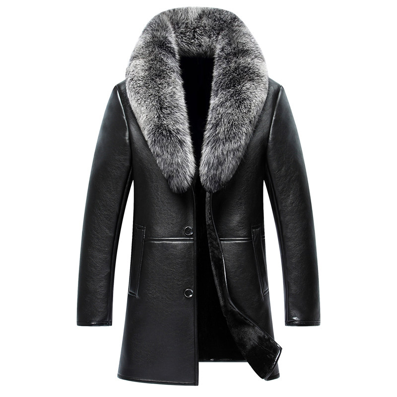 新款中长款真皮皮毛一体海宁皮草大码加厚绵羊皮皮衣外套狐狸毛领,男装,皮衣,淘宝优惠券,粉丝福利购,淘宝优惠卷