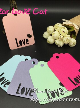 50张 镂空LOVE创意感谢卡 情人节小贺卡爱心吊牌祝福卡片许愿卡