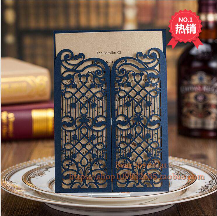 出口欧式结婚请柬 创意镂空喜帖 商务邀请函贺卡请帖可定制 30张