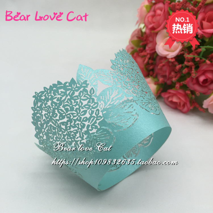 50个CupcakeWrapper杯子蛋糕套镂空花朵蛋糕围边婚礼节日派对装饰